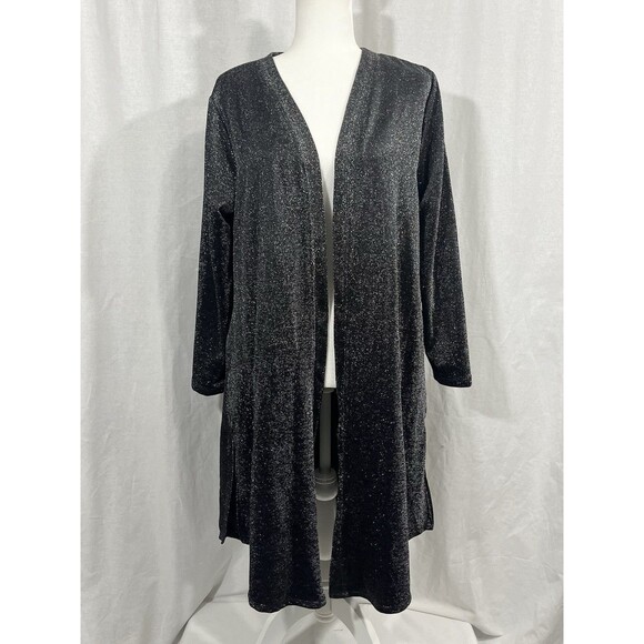 Maurices Open Front Shimmer Cardigan Sz. 0X Long Sparkle Elegant Event Pocket - Picture 1 of 8